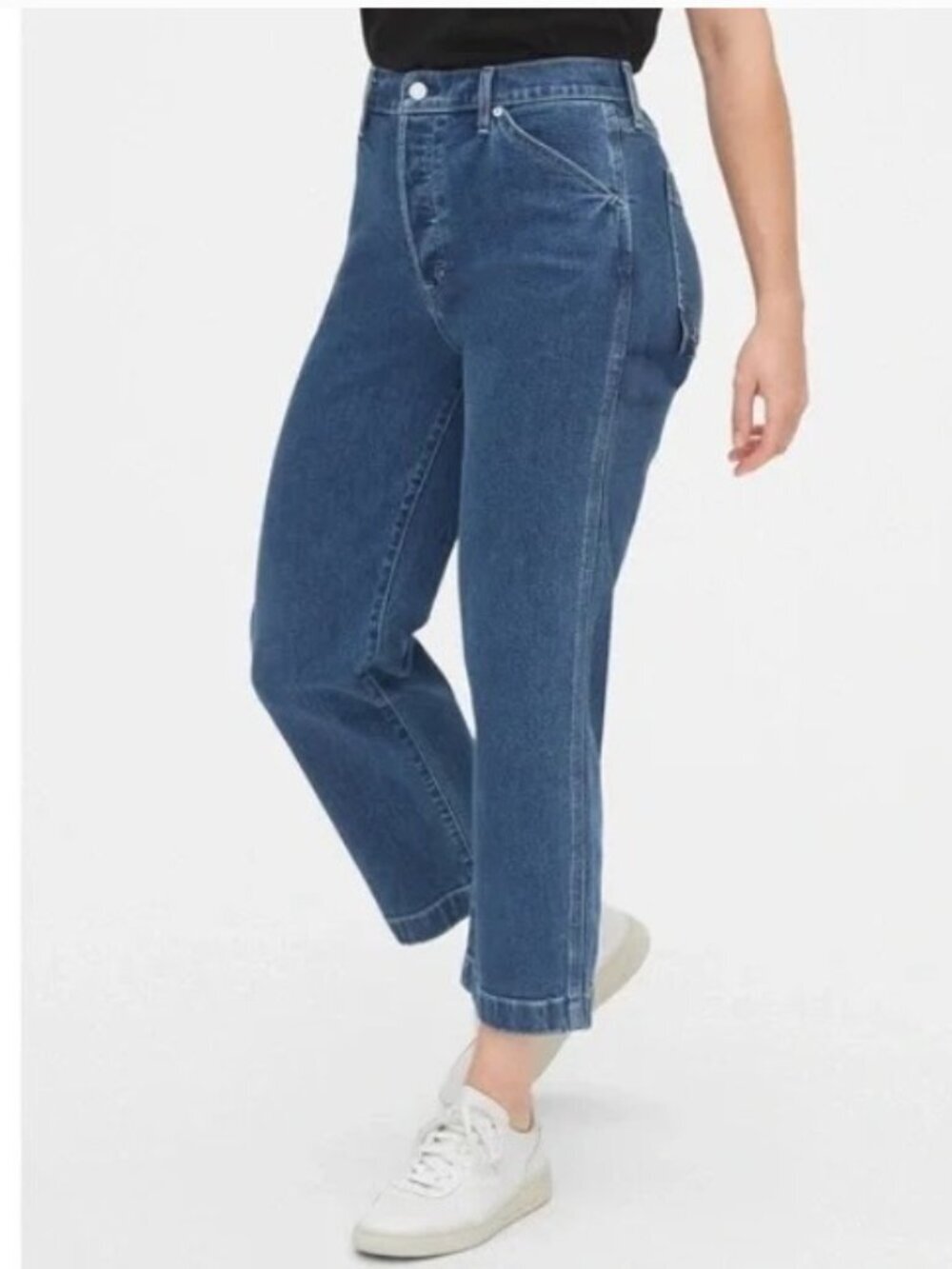 GAP High-Rise Carpenter Straight-Leg Cropped Button-Fly Jeans - Size 12